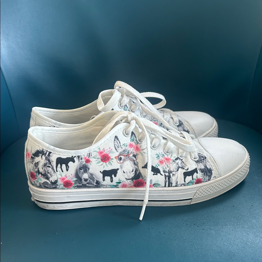Floral DONKEY Print Women's Sneakers
